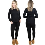 MISS POPULAR Womens 2-Piece Waffle Thermals Set | Long Sleeve Shirt, Pants | Long Johns Waffle Thermal Underwear Base Layer Set for Cold Weather